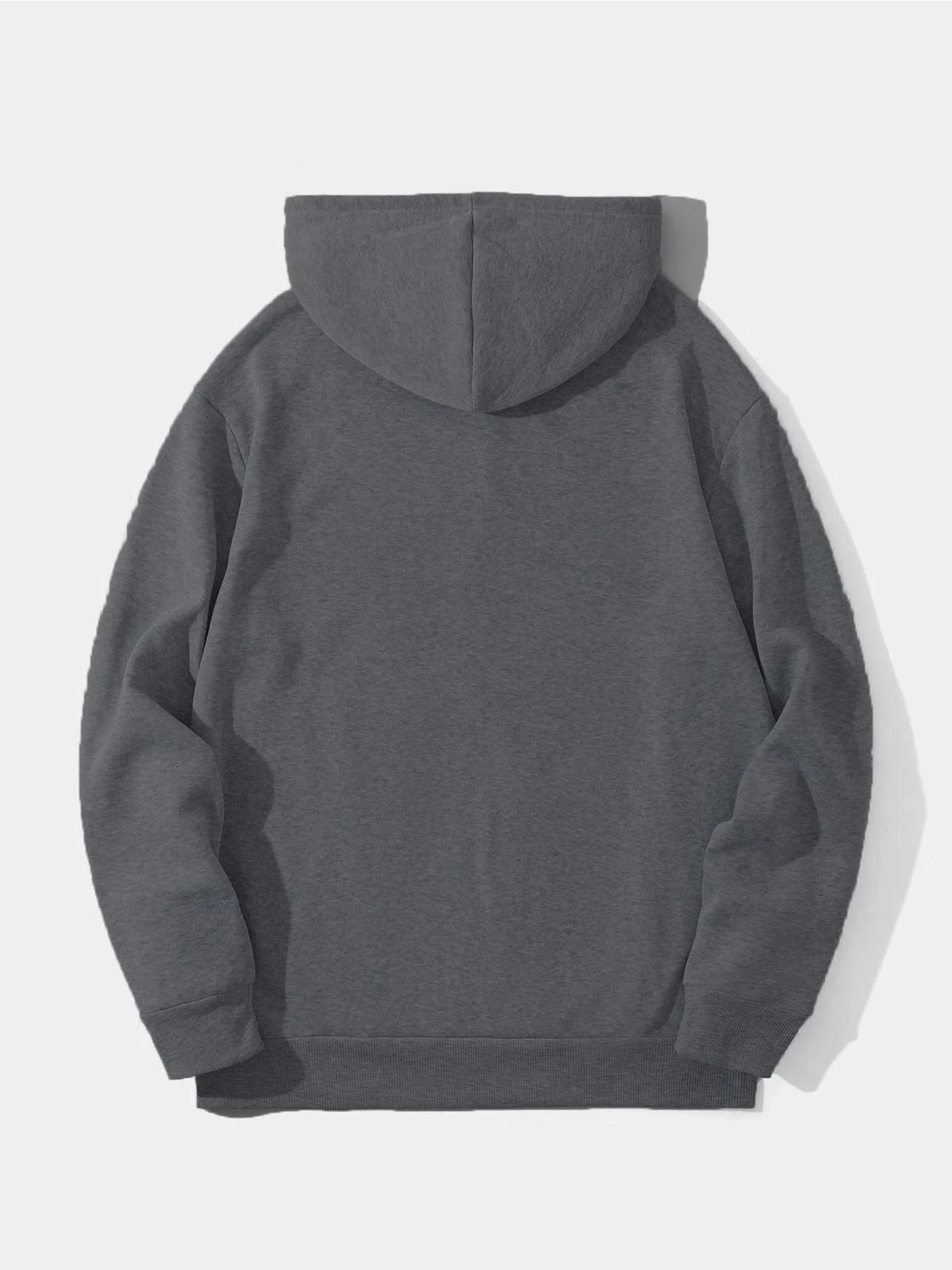 Erkek 3 İplik Pamuklu Kapüşonlu Kanguru Cepli Sweatshirt Hoodie -  Füme