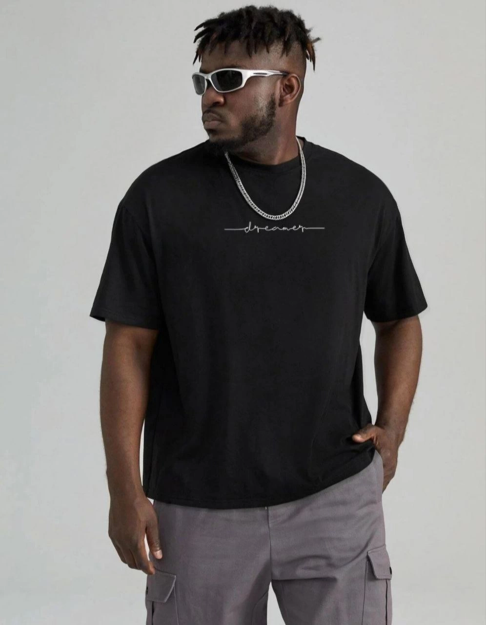 Erkek Baskılı T-Shirt Kısa Kol Bisiklet Yaka Regular Fit Rahat Kalıp Tişört - Siyah