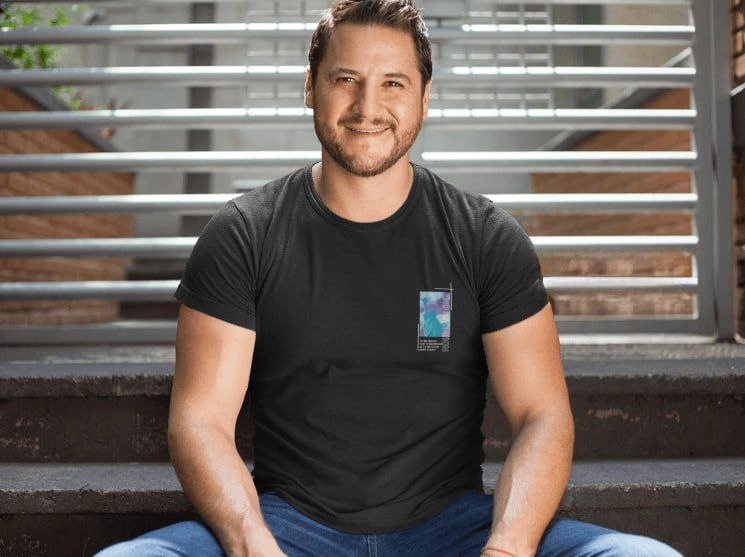 Erkek Tişort  Bisiklet Yaka Baskılı Kısa kol T-Shirt - Siyah