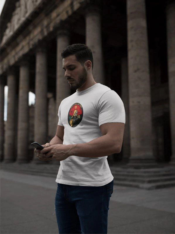 Erkek Kısa Kol Yazlık Tişört Bisiklet Yaka Baskılı Oversize T-Shirt - Beyaz