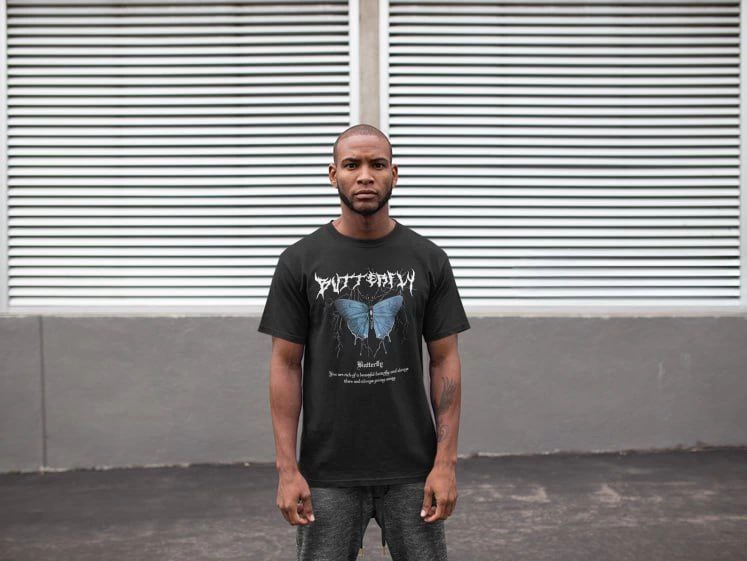 Erkek Kısa Kol Yazlık Tişört Bisiklet Yaka Baskılı Oversize T-Shirt - Siyah