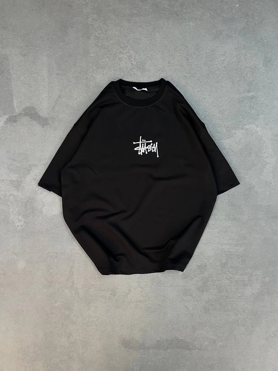 kadın Bisiklet Yaka Baskılı Oversize  Kısa kol T-Shirt - Siyah