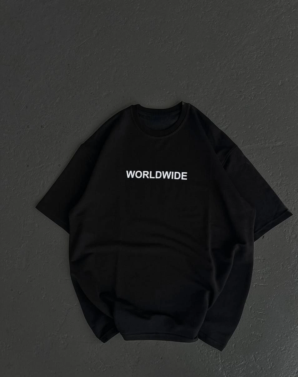 Kadın Baskılı T-Shirt Kısa Kol Bisiklet Yaka Oversize Rahat Kalıp Günlük Tişört   - Siyah