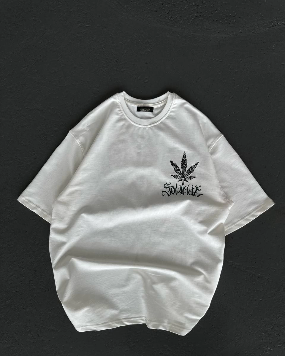 Kadın Baskılı T-Shirt Kısa Kol Bisiklet Yaka Oversize Rahat Kalıp Günlük Tişört   - Beyaz