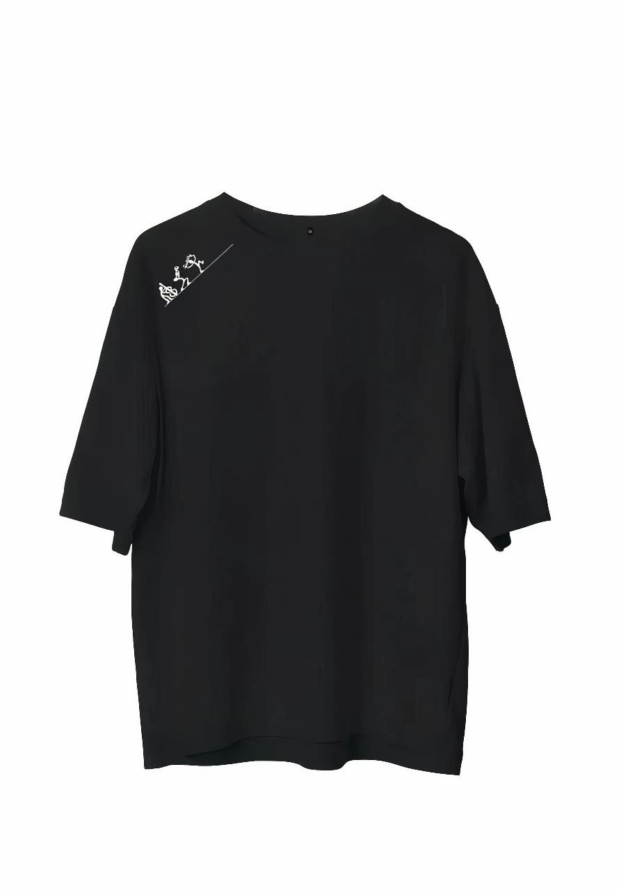 Erkek Baskılı T-Shirt Kısa Kol Bisiklet Yaka Regular Fit Rahat Kalıp Günlük Tişört - Siyah