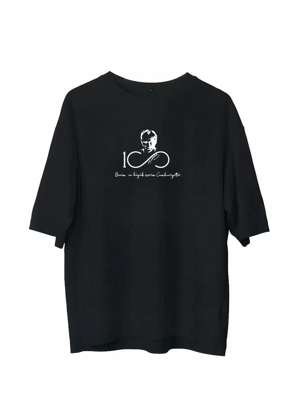 Erkek Baskılı T-Shirt Kısa Kol Bisiklet Yaka Regular Fit Rahat Kalıp Günlük Tişört - Siyah