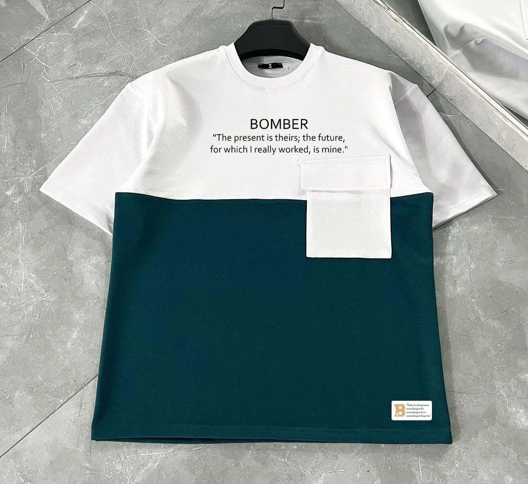 ERKEK Tişört Torba Cepli Parçalı Kısa Kol T-Shirt - Lacivert