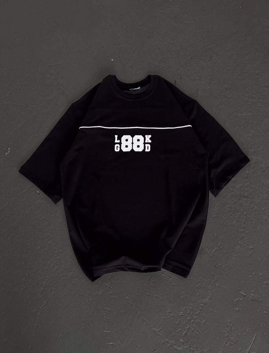 Kadın Baskılı T-Shirt Kısa Kol Bisiklet Yaka Oversize Rahat Kalıp Günlük Tişört   - Siyah