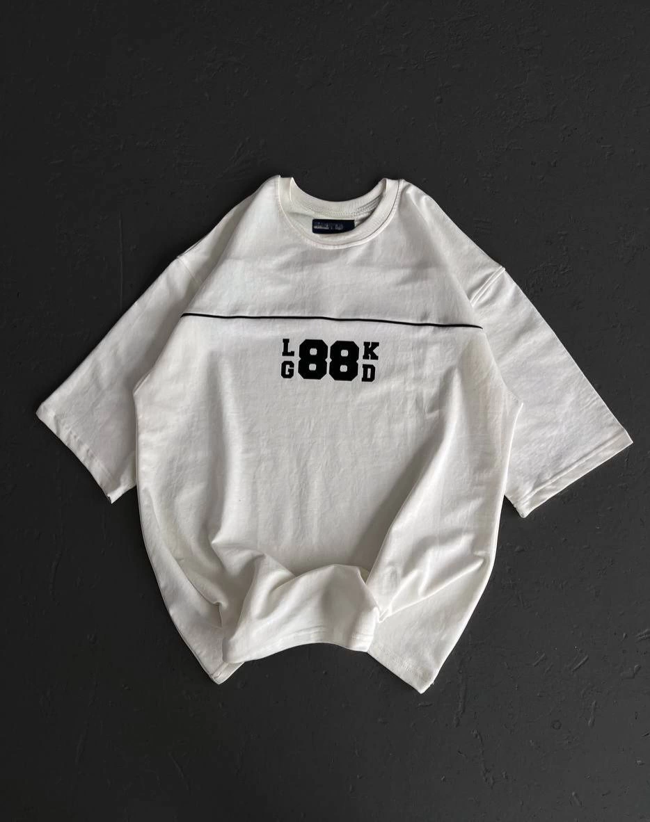 Kadın Baskılı T-Shirt Kısa Kol Bisiklet Yaka Oversize Rahat Kalıp Günlük Tişört   - Beyaz
