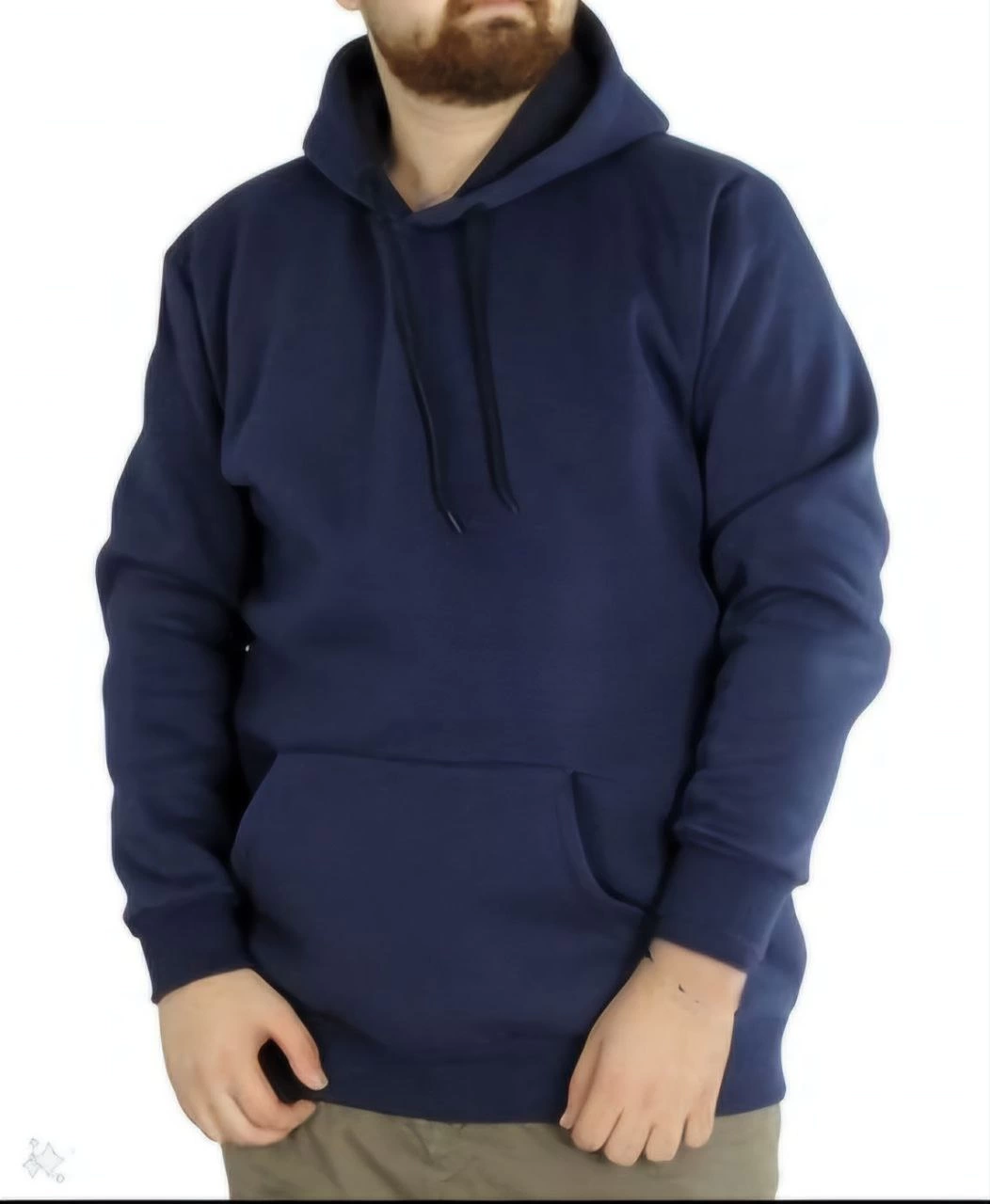 Erkek 3 İplik Pamuklu Kapüşonlu Cepli Oversize Hoodie Sweatshirt - Lacivert