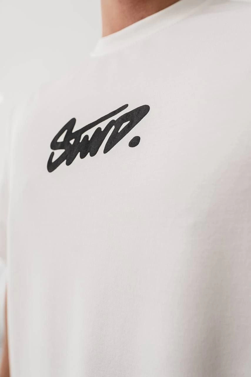 Erkek Tişört Yazlık Baskılı Oversize Kısa kol T-Shirt - Beyaz