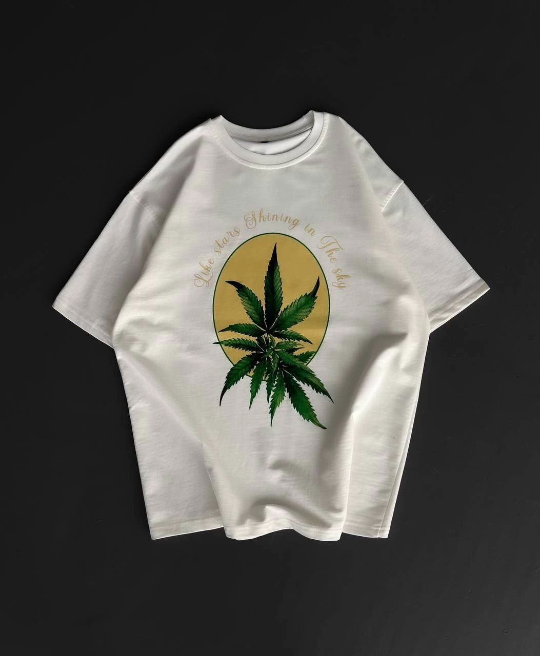 Erkek Kısa Kol Yazlık Tişört Bisiklet Yaka Baskılı Oversize T-Shirt - Beyaz