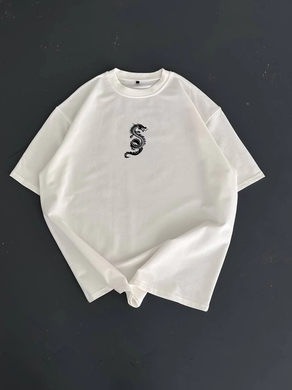 Erkek Ön ve Arka Baskılı T-Shirt Kısa Kol Bisiklet Yaka Regular Fit Tişört -  Beyaz