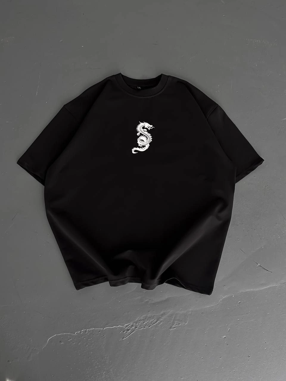 Erkek Ön ve Arka Baskılı T-Shirt Kısa Kol Bisiklet Yaka Regular Fit Tişört - Siyah