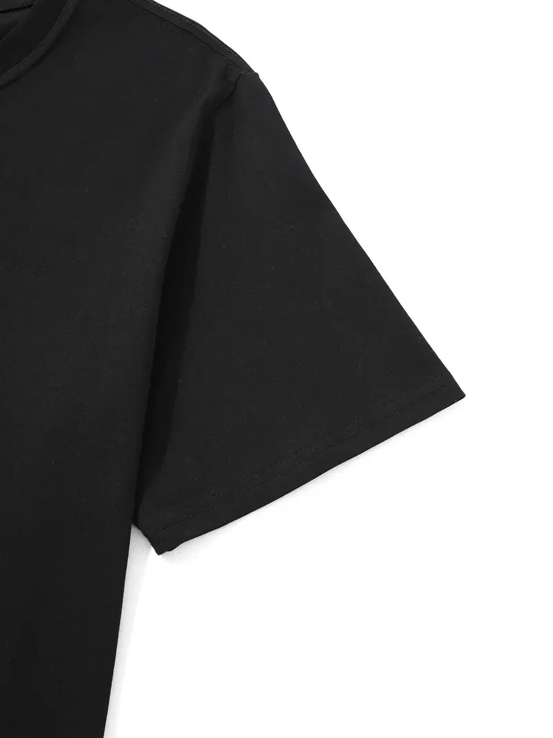 Erkek Kısa Kol Yazlık Tişört Bisiklet Yaka Palmiye Baskılı T-Shirt - Siyah