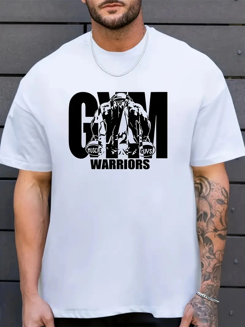Erkek Baskılı Tişört Kısa Kol Bisiklet Yaka Regular fit Rahat kalıp T-Shirt - Beyaz
