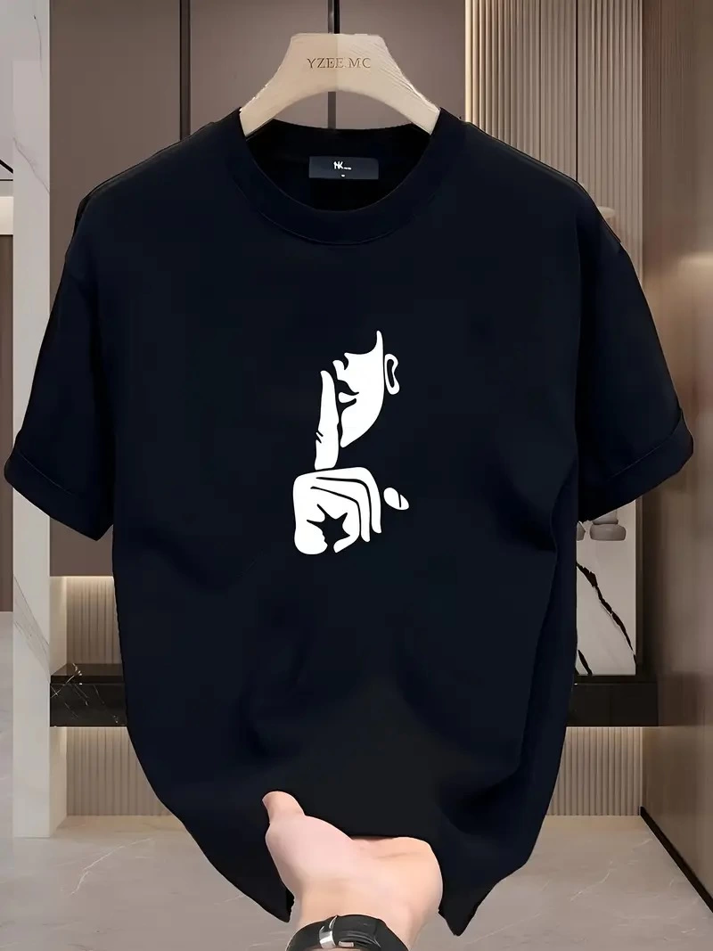 Kadın T-Shirt Bisiklet Yaka Kısa kol Baskılı Tişört - Siyah
