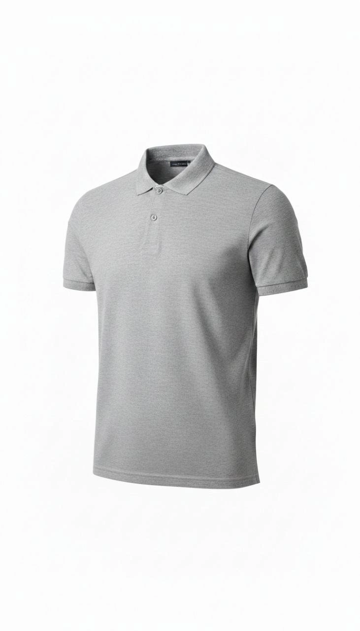 Erkek Polo Yaka Düğmeli Pike Kumaş Tişört Regular Fit Kısa Kol T-Shirt - Gri