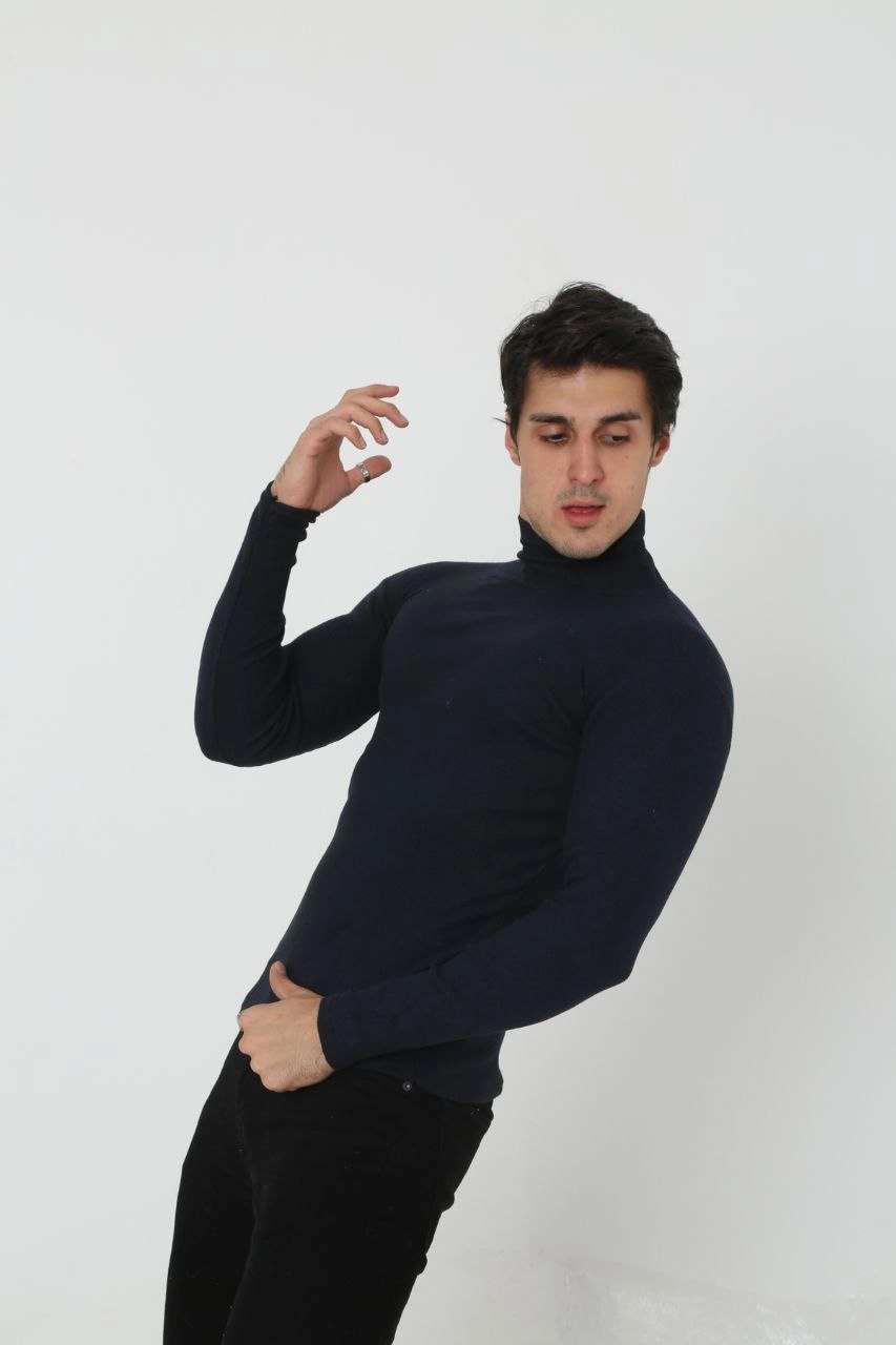 Erkek Fitilli Kaşkorse Kumaş Boğazlı Full Likralı Slimfit Body - Siyah