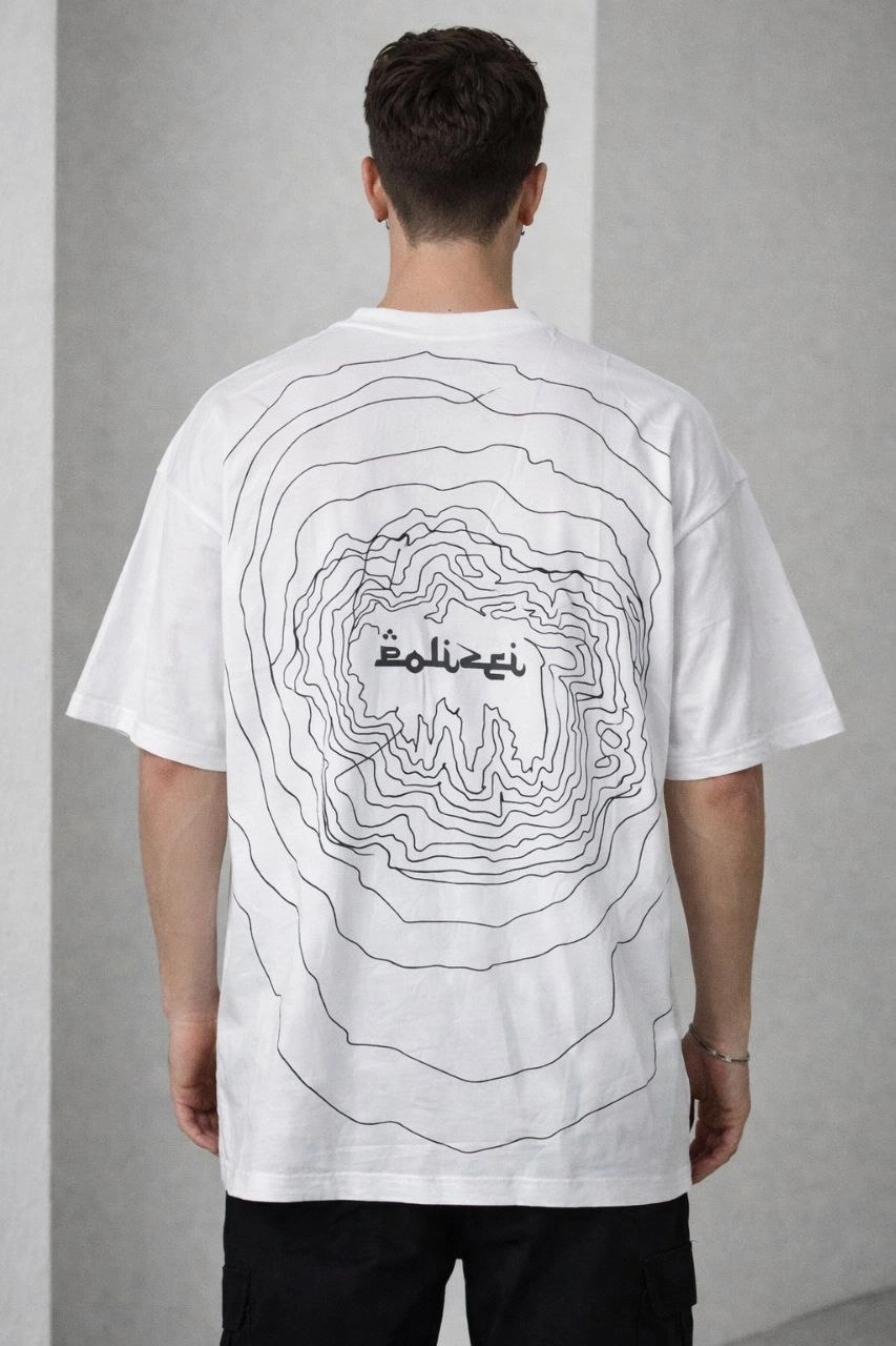 Erkek Kısa Kol Yazlık Tişört Bisiklet Yaka Baskılı Oversize T-Shirt - Beyaz