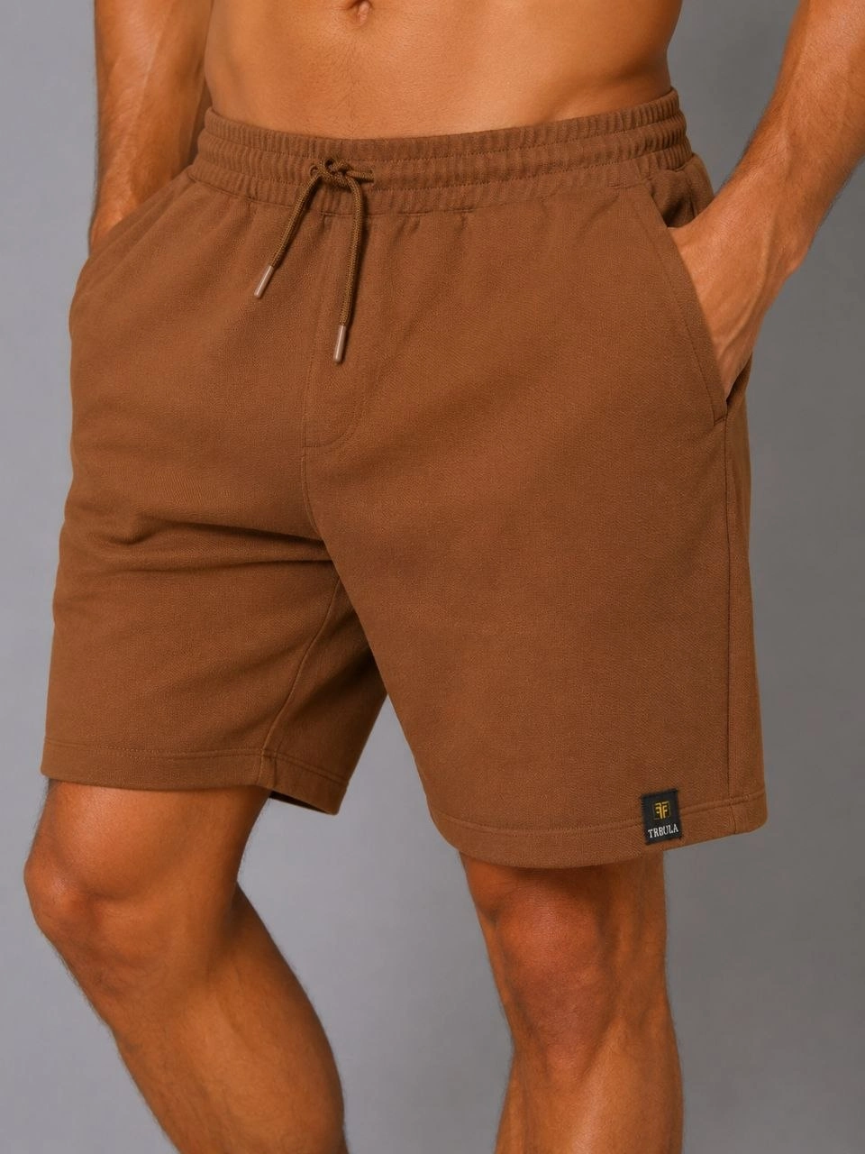 Erkek Dokuma Kumaş Cepli Bağcıklı Regular Fit Yazlık Şort - Kahverengi
